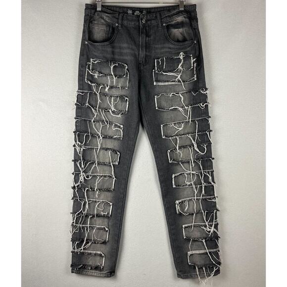 Rebel Vengeance Other - Vintage Rebel Vengeance Distressed Jean Mens 32x32 Black Rock Goth Skulls READ